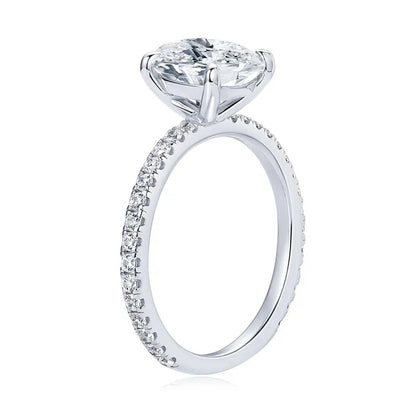 Oval Cut Moissanite Engagement Ring | 3CT D Color VVS1 | S925 Sterling Silver | Diamonds Grace