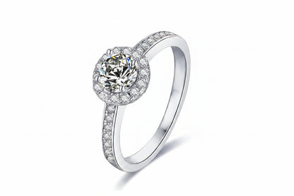 0.5CT Moissanite Halo Engagement Ring | 5mm | S925 Sterling Silver | Diamonds Grace