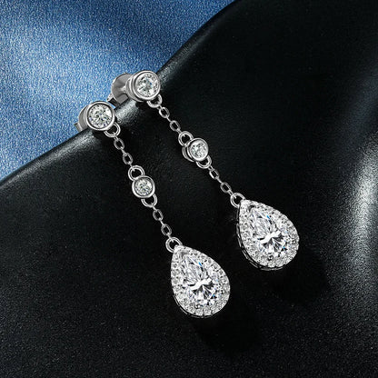 Pear Cut Moissanite Drop Earrings 1.5ct VVS1 | 925 Silver | Diamonds Grace