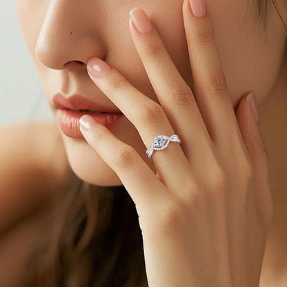 Moissanite Twist Shank Engagement Ring 1ct | 925 Silver Women | Diamonds Grace