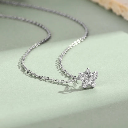 Moissanite Butterfly Pendant Necklace | 925 Sterling Silver D Color | Diamonds Grace