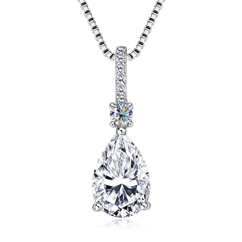 Pear Cut Moissanite Droplet Pendant Necklace VVS1 | 925 Silver | Diamonds Grace
