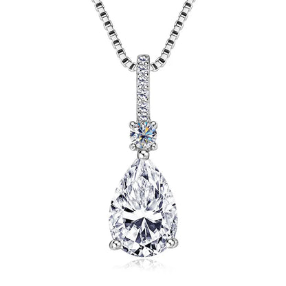 Pear Cut Moissanite Droplet Pendant Necklace VVS1 | 925 Silver | Diamonds Grace