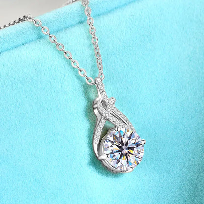 2ct Moissanite Swirl Pendant Necklace D Color VVS1 | 925 Sterling Silver | Diamonds Grace