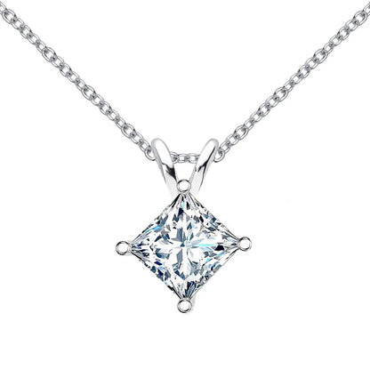 1 Carat Princess Cut Moissanite Necklace | 925 Sterling Silver | Diamonds Grace
