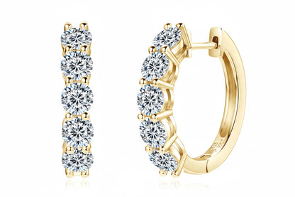 Moissanite Round Hoop Earrings | D Color VVS 0.30ct 4mm | 925 Sterling Silver | Diamonds Grace