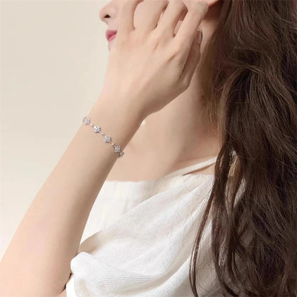 Four Leaf Clover Moissanite Bracelet | 925 Silver Adjustable | Diamonds Grace