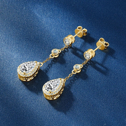 Pear Cut Moissanite Drop Earrings 1.5ct VVS1 | 925 Silver | Diamonds Grace