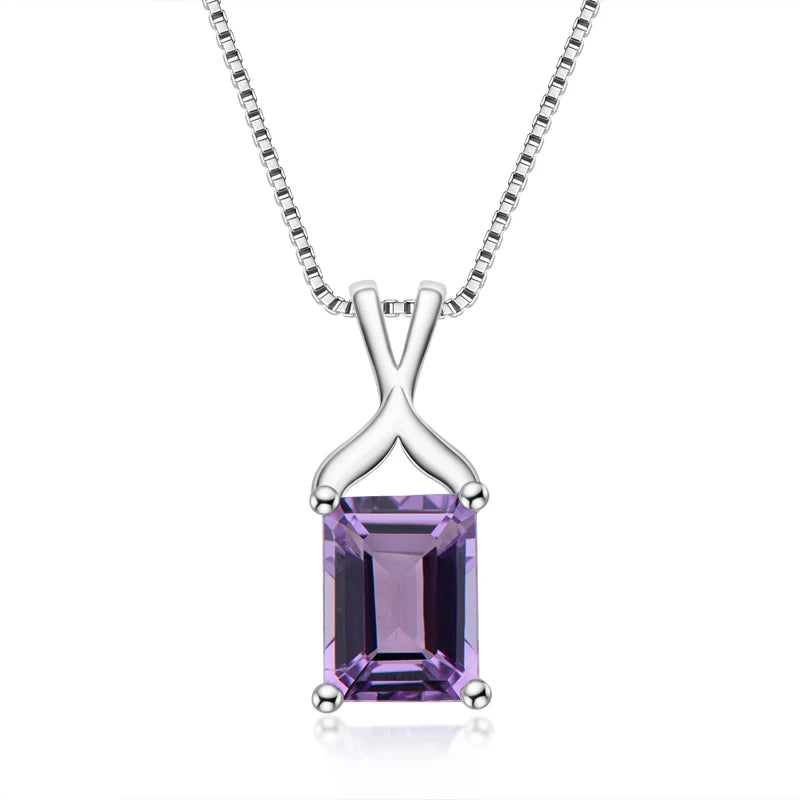 Oval Cut Amethyst Pendant Necklace | 925 Silver White Gold | Diamonds Grace