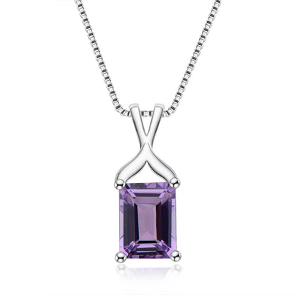 Oval Cut Amethyst Pendant Necklace | 925 Silver White Gold | Diamonds Grace