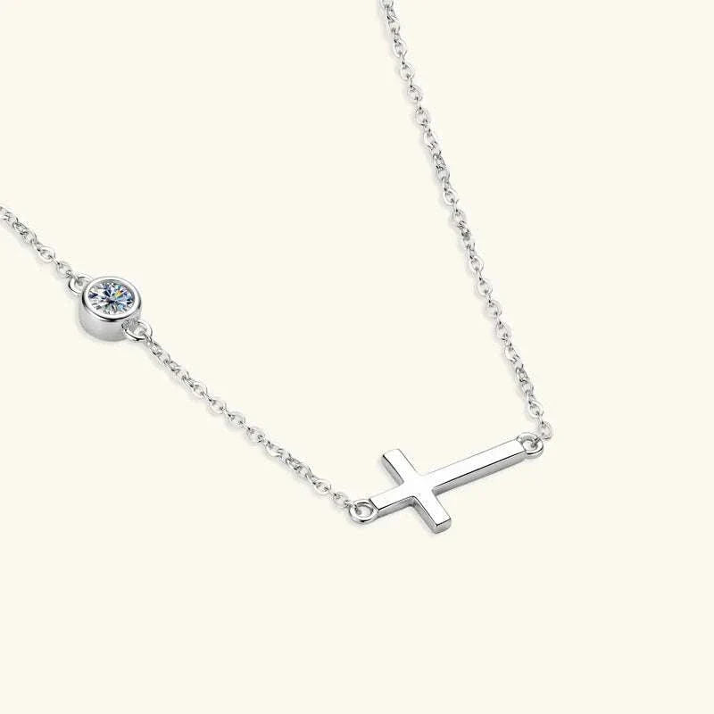 Moissanite Cross Pendant Necklace