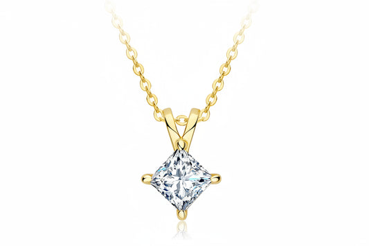 1 Carat Princess Cut Moissanite Necklace | 925 Sterling Silver | Diamonds Grace