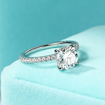 Hidden Halo Moissanite Engagement Ring | 2CT 8mm | S925 Sterling Silver | Diamonds Grace
