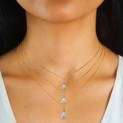 Pear Cut Moissanite Droplet Pendant Necklace VVS1 | 925 Silver | Diamonds Grace