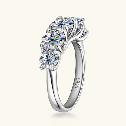 3.6ct Moissanite 5-Stone Engagement Ring D Color VVS1 | 925 Sterling Silver | Diamonds Grace
