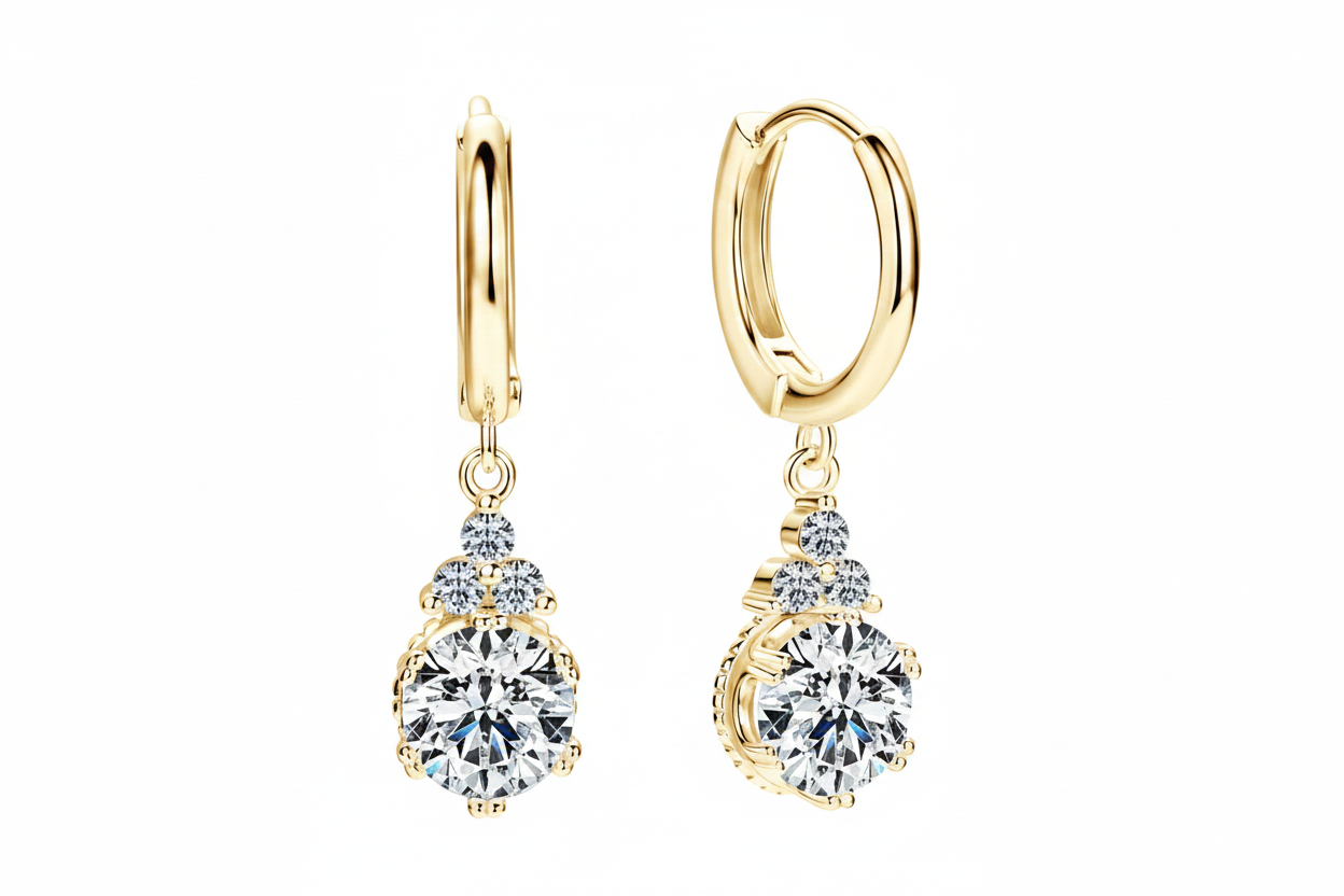 Moissanite Drop Earrings | 1CT & 2CT | S925 Sterling Silver Gold Plated | Diamonds Grace
