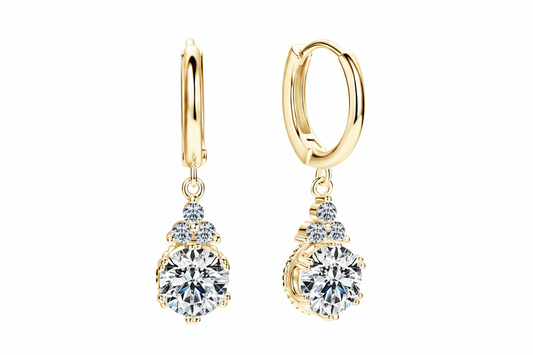 Moissanite Drop Earrings | 1CT & 2CT | S925 Sterling Silver Gold Plated | Diamonds Grace