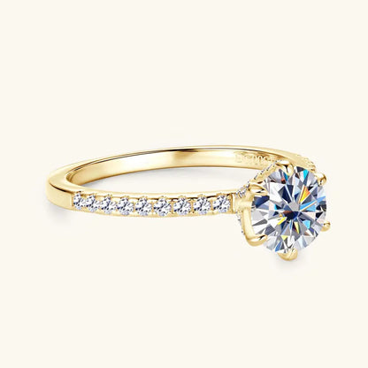 Round Cut Moissanite Engagement Ring 1ct D Color VVS | 925 Silver | Diamonds Grace