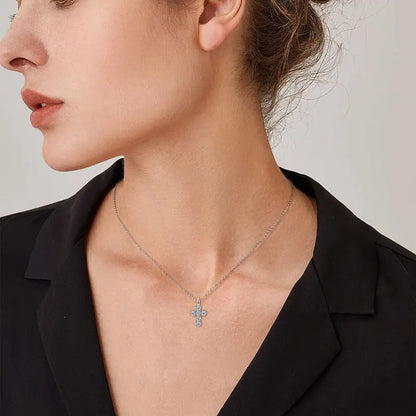 Moissanite Cross Pendant Necklace | 925 Sterling Silver | Diamonds Grace