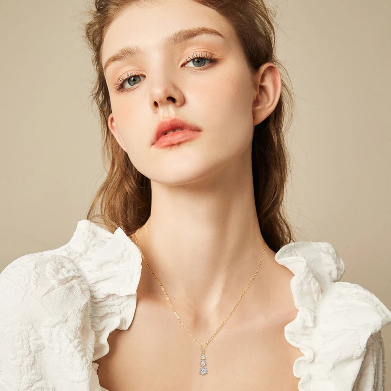 3-Stone Pendant Necklace 925 Silver | Diamonds Grace