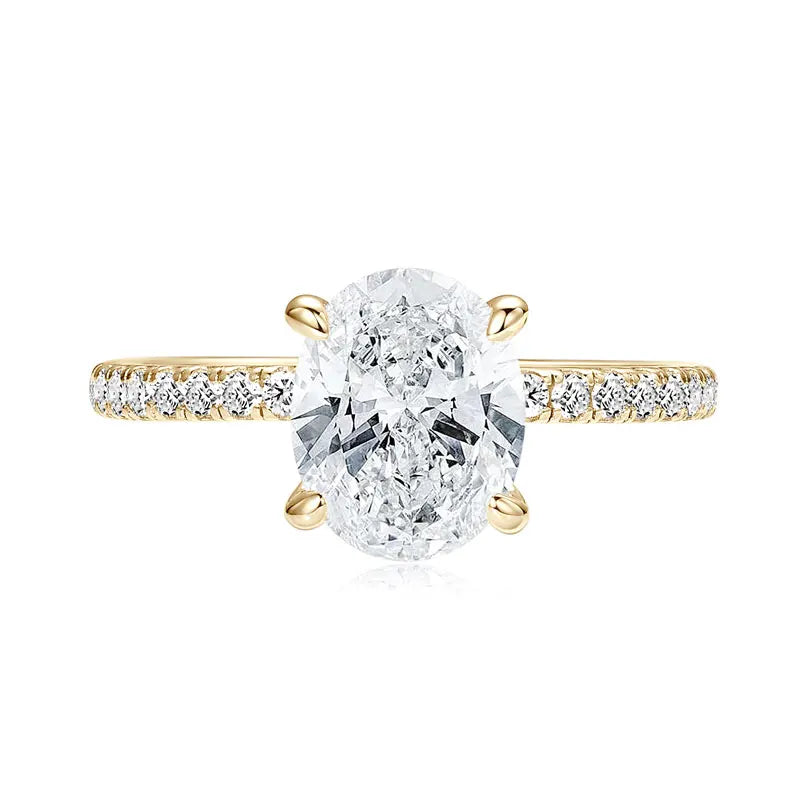 Oval Cut Moissanite Engagement Ring | 3CT D Color VVS1 | S925 Sterling Silver | Diamonds Grace