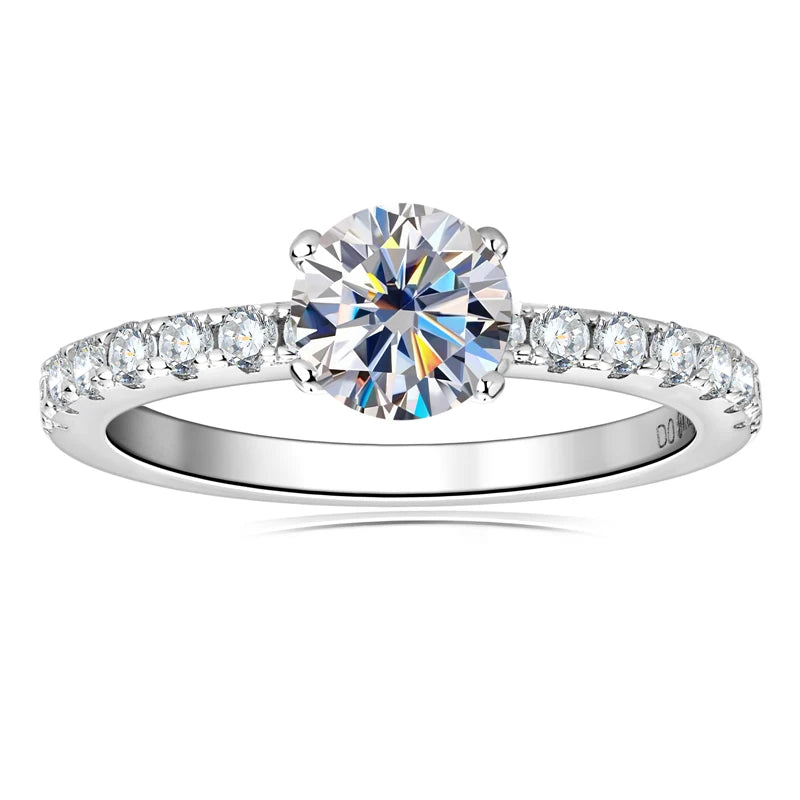 GRA Certified Moissanite Engagement Ring | 0.8CT Round Brilliant | 925 Sterling Silver | Diamonds Grace