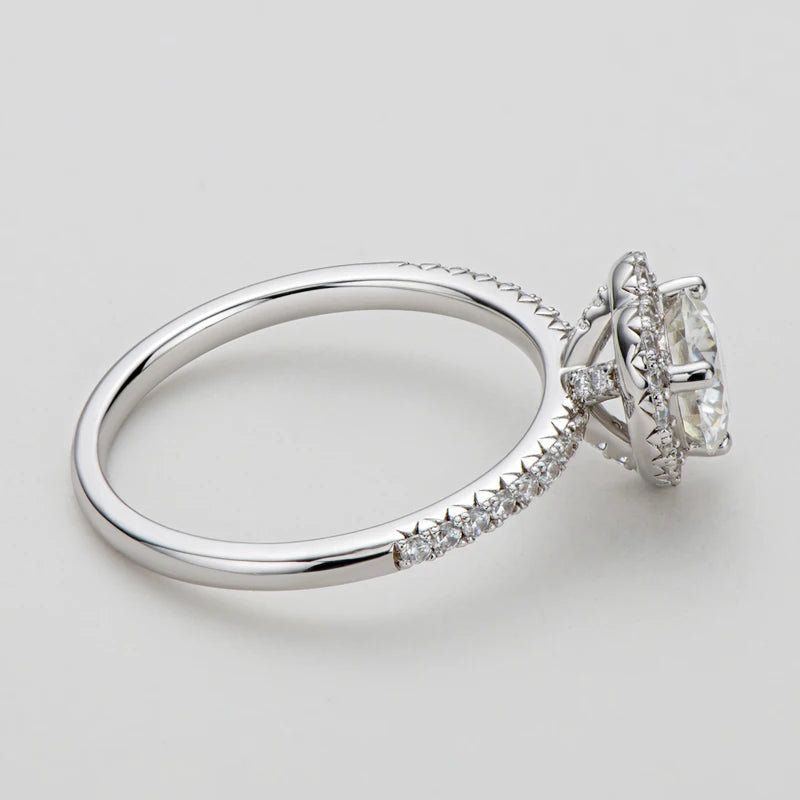 1CT Moissanite Heart Wedding Ring | 6.5mm Round Cut | S925 Sterling Silver | Diamonds Grace