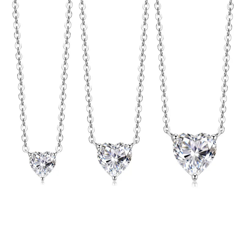 Heart Moissanite Pendant Necklace | 0.5ct–2ct | S925 Sterling Silver | Diamonds Grace