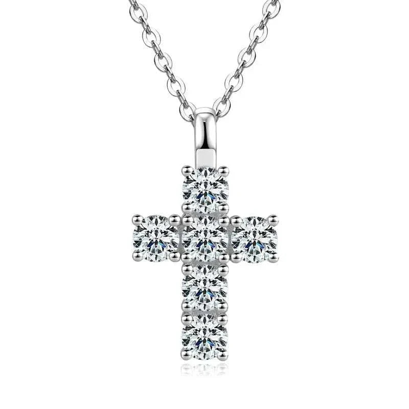 Moissanite Cross Pendant Necklace