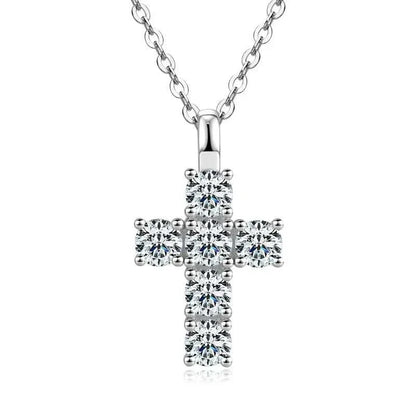 Moissanite Cross Pendant Necklace
