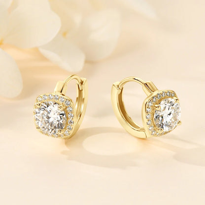 Moissanite Halo Hoop Earrings | 925 Sterling Silver | Diamonds Grace