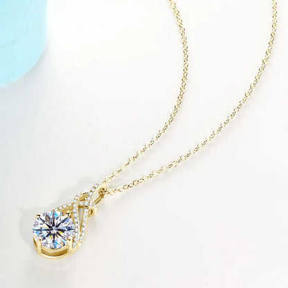 2ct Moissanite Swirl Pendant Necklace D Color VVS1 | 925 Sterling Silver | Diamonds Grace