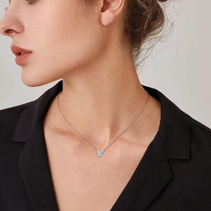 Heart Moissanite Pendant Necklace | 0.5ct–2ct | S925 Sterling Silver | Diamonds Grace