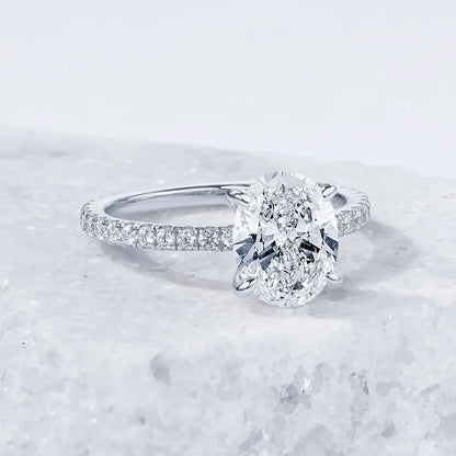 Oval Cut Moissanite Engagement Ring | 3CT D Color VVS1 | S925 Sterling Silver | Diamonds Grace
