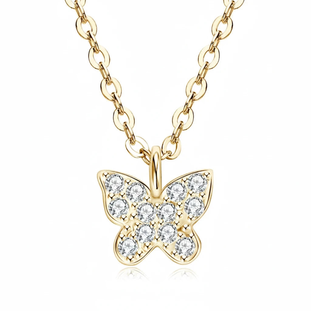 Moissanite Butterfly Pendant Necklace | 925 Sterling Silver D Color | Diamonds Grace