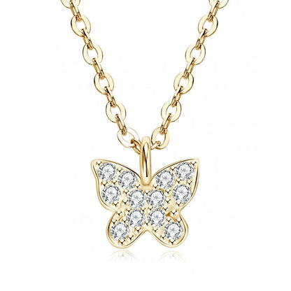 Moissanite Butterfly Pendant Necklace | 925 Sterling Silver D Color | Diamonds Grace