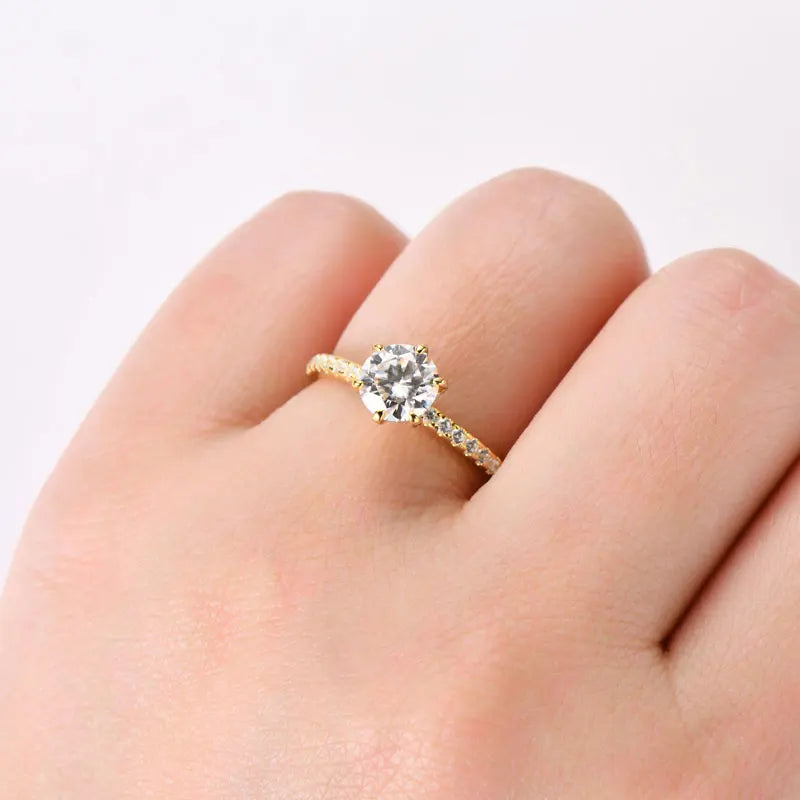 Round Cut Moissanite Engagement Ring 1ct D Color VVS | 925 Silver | Diamonds Grace