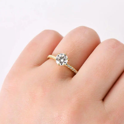 Round Cut Moissanite Engagement Ring 1ct D Color VVS | 925 Silver | Diamonds Grace