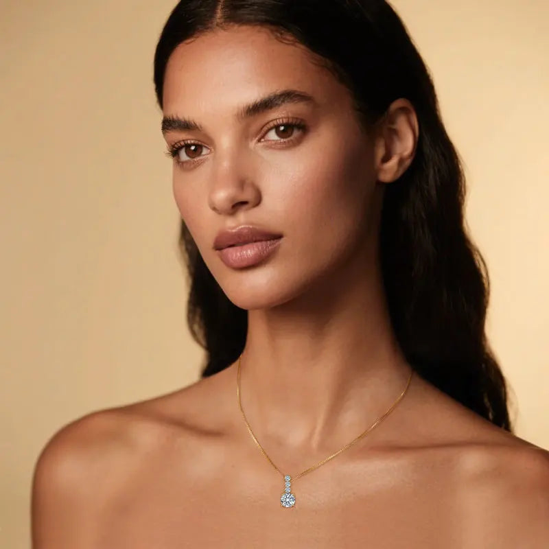 Geometric Moissanite Pendant Necklace | 925 Silver | 1ct Round Brilliant | Diamonds Grace