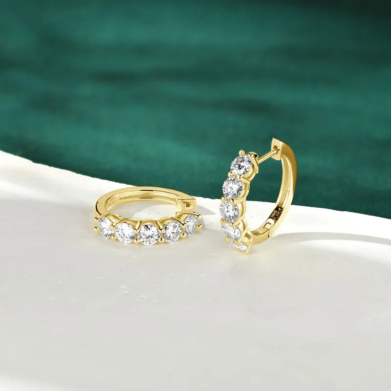 Moissanite Round Hoop Earrings | D Color VVS 0.30ct 4mm | 925 Sterling Silver | Diamonds Grace