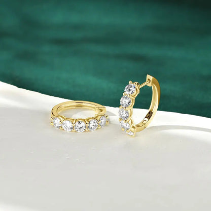 Moissanite Round Hoop Earrings | D Color VVS 0.30ct 4mm | 925 Sterling Silver | Diamonds Grace