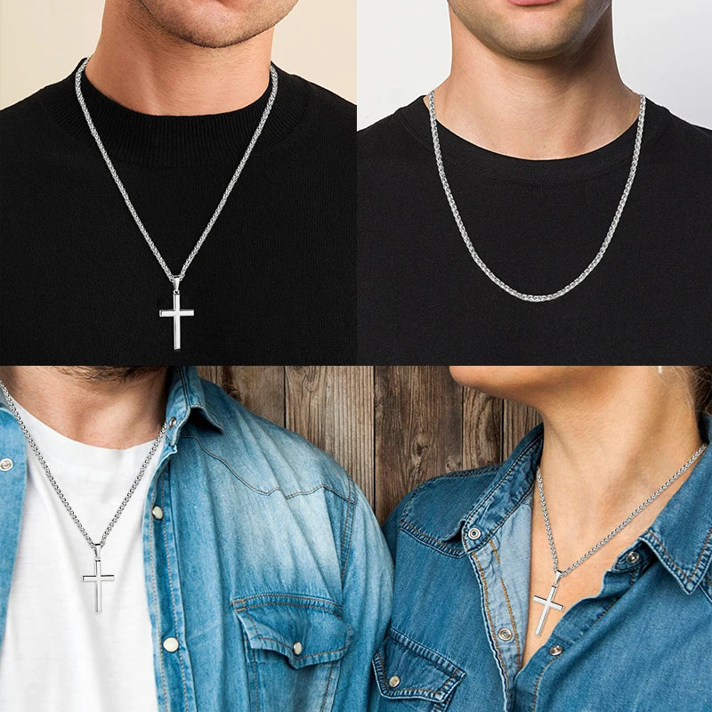 Men's 925 Sterling Silver Cross Pendant Necklace | Diamonds Grace