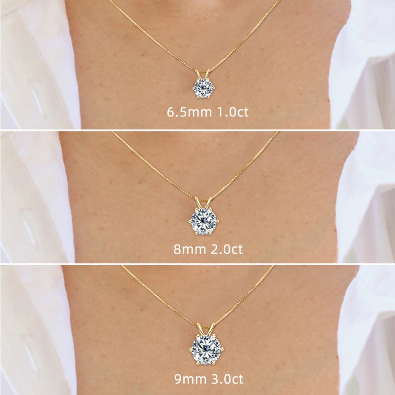 925 Sterling Silver Moissanite Pendant Necklace for Women | Engagement Gift | Diamonds Grace