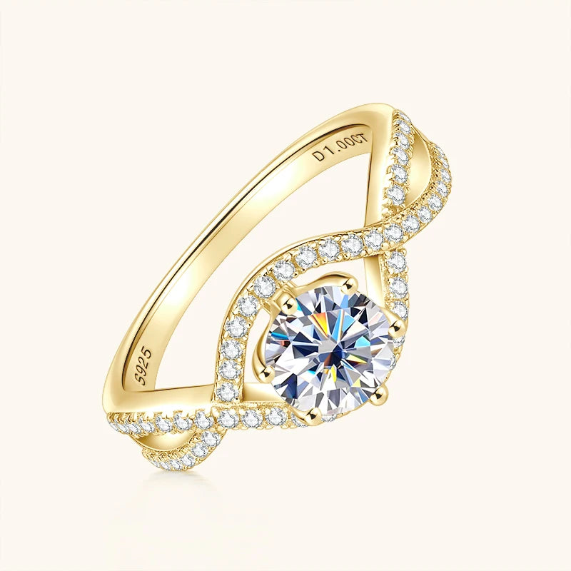 Moissanite Twist Shank Engagement Ring 1ct | 925 Silver Women | Diamonds Grace