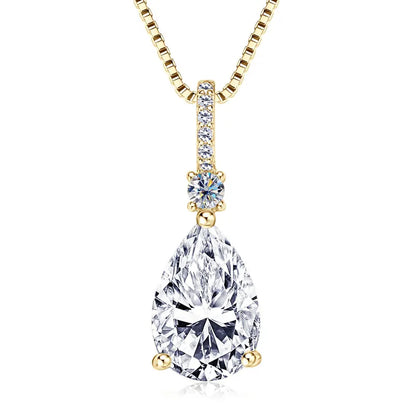 Pear Cut Moissanite Droplet Pendant Necklace VVS1 | 925 Silver | Diamonds Grace