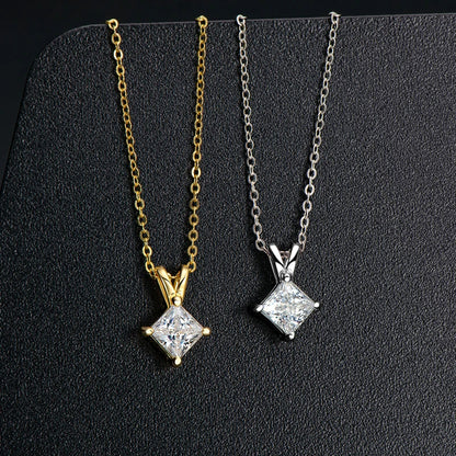 1 Carat Princess Cut Moissanite Necklace | 925 Sterling Silver | Diamonds Grace