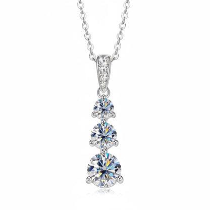 3-Stone Pendant Necklace 925 Silver | Diamonds Grace