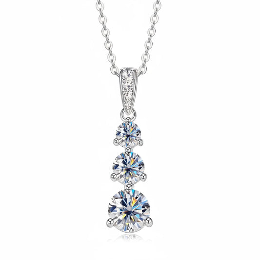 3-Stone Pendant Necklace 925 Silver | Diamonds Grace
