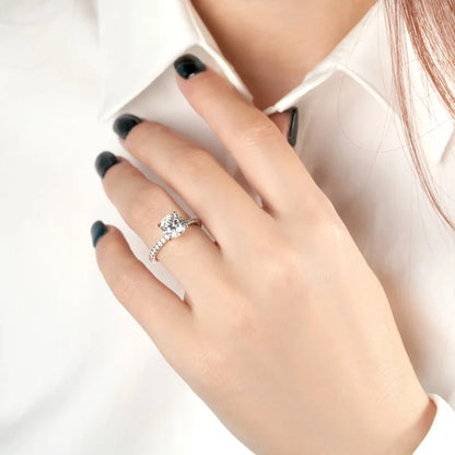 Hidden Halo Moissanite Engagement Ring | 2CT 8mm | S925 Sterling Silver | Diamonds Grace