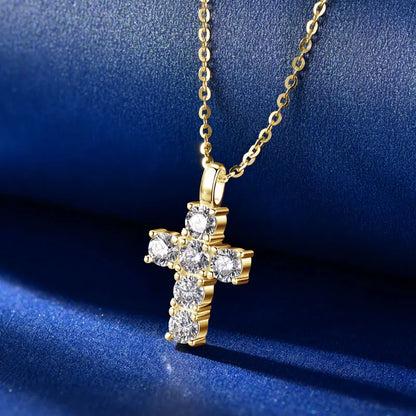 Moissanite Cross Pendant Necklace | 925 Sterling Silver | Diamonds Grace